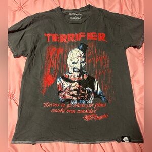Terrifier Art the Clown Graphic T-Shirt - Gray and Red